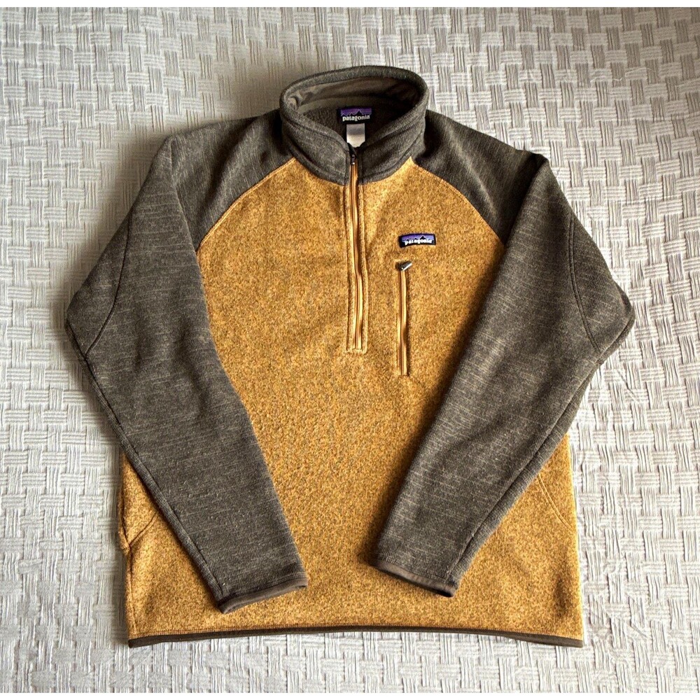 Patagonia Men's L Colorblock Fleece 1/4 Zip Mock Neck Pullover Brown Gray